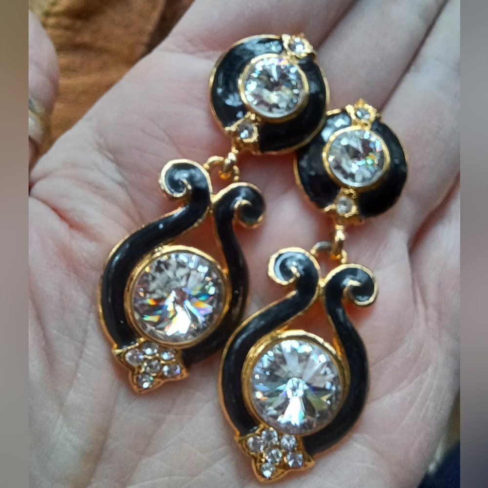 Elegant Gold and Black Earrings